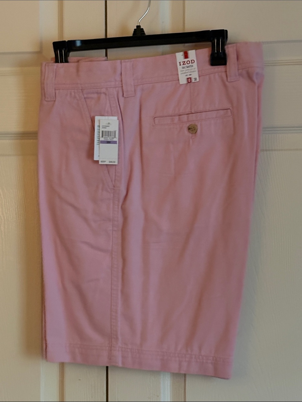 Izod Men’s Light Pink Flat Front Chino Shorts